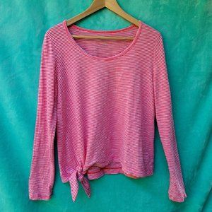 Beautiful side tied pink striped long-sleeved t-shirt/Gap Easy Tee size medium